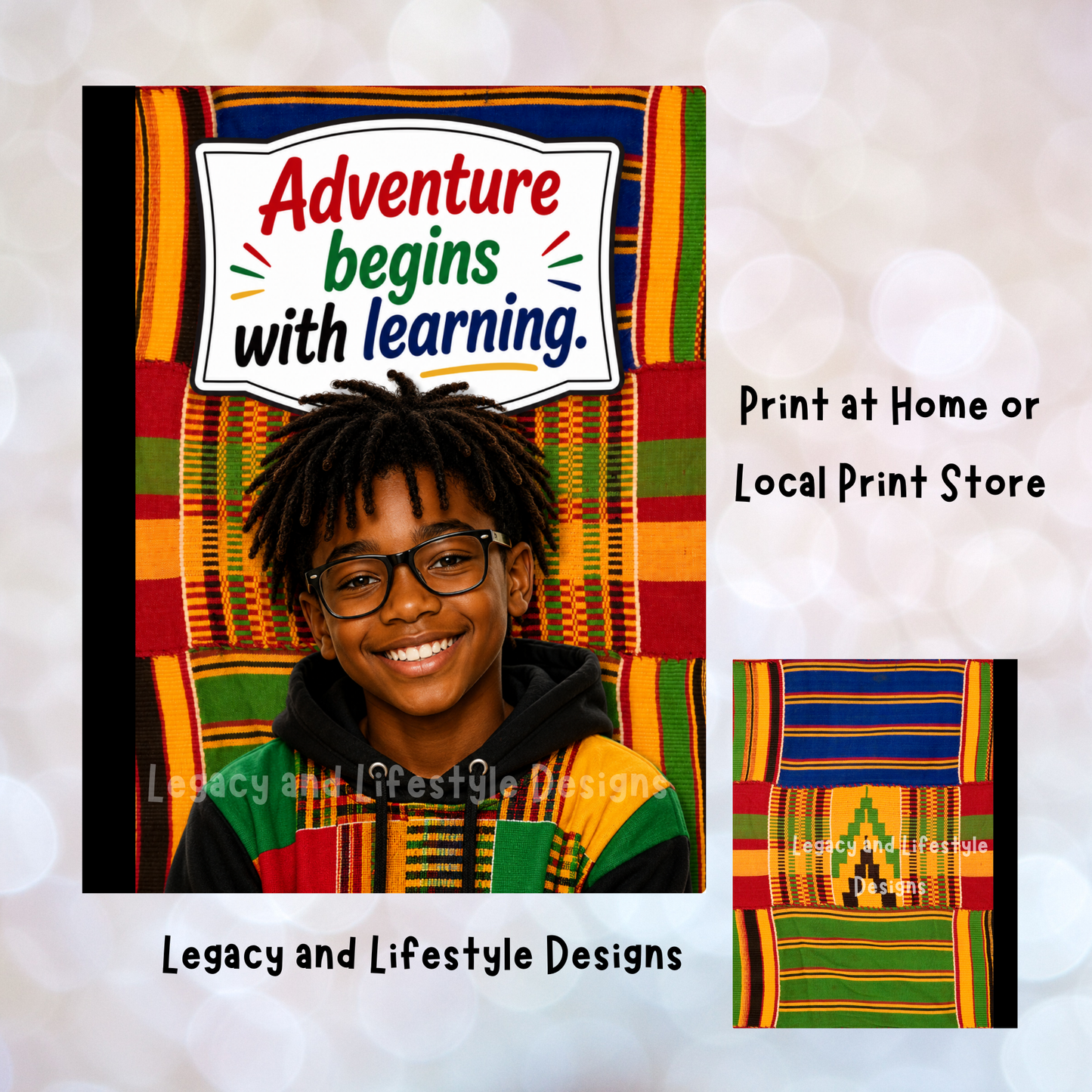 African Inspired Composition Book Covers | Editable Canva Templates (Digital Download)