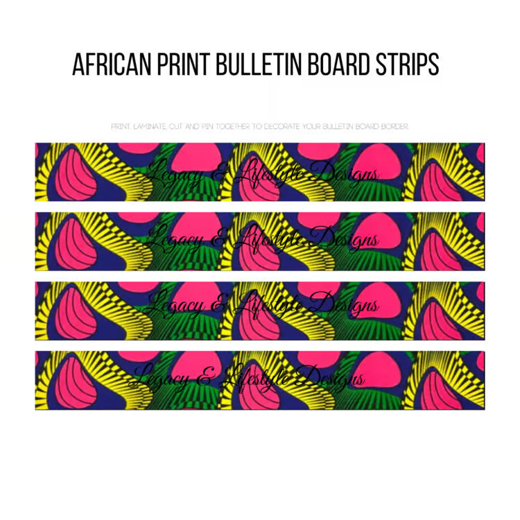 African Print Bulletin Board Strips, Classroom | Workspace, Digital File