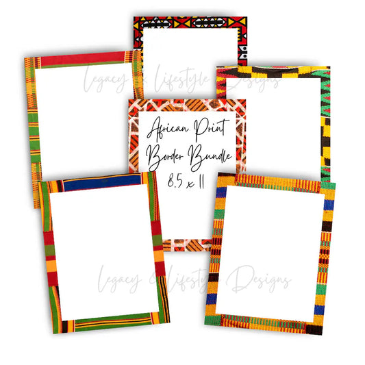 African Print Border Bundle, Template, Announcement Stationery, Digital File