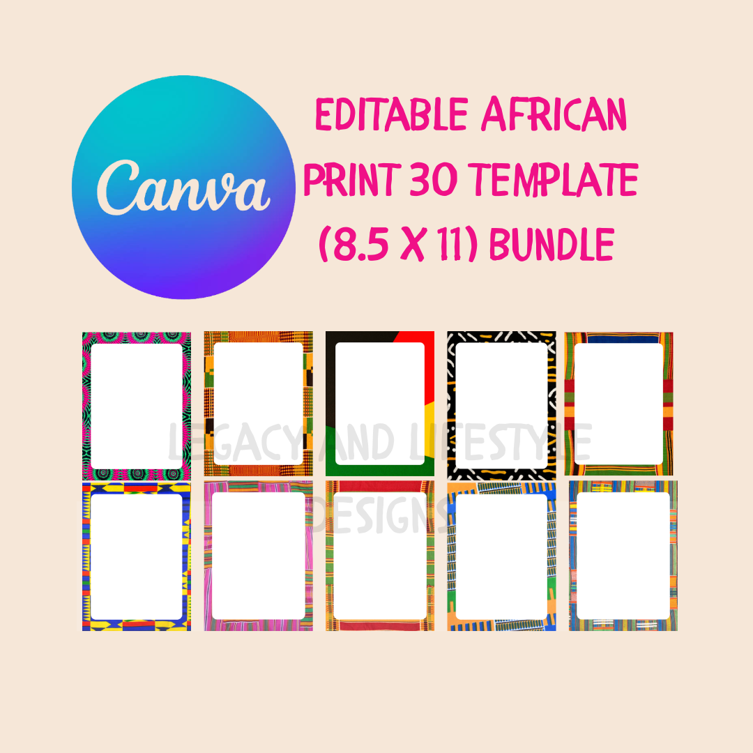 African Inspired Border Templates | Editable Canva Templates (Digital Download)