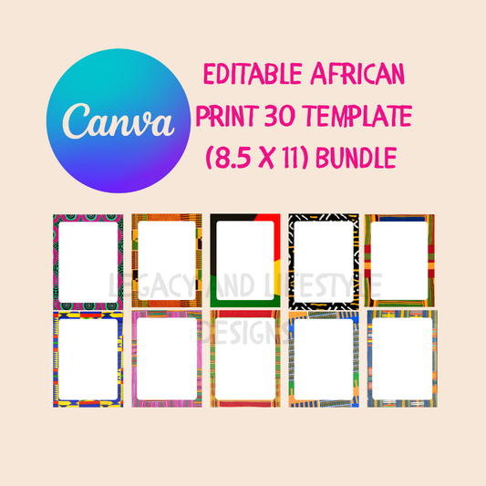 African Inspired Border Templates | Editable Canva Templates (Digital Download)