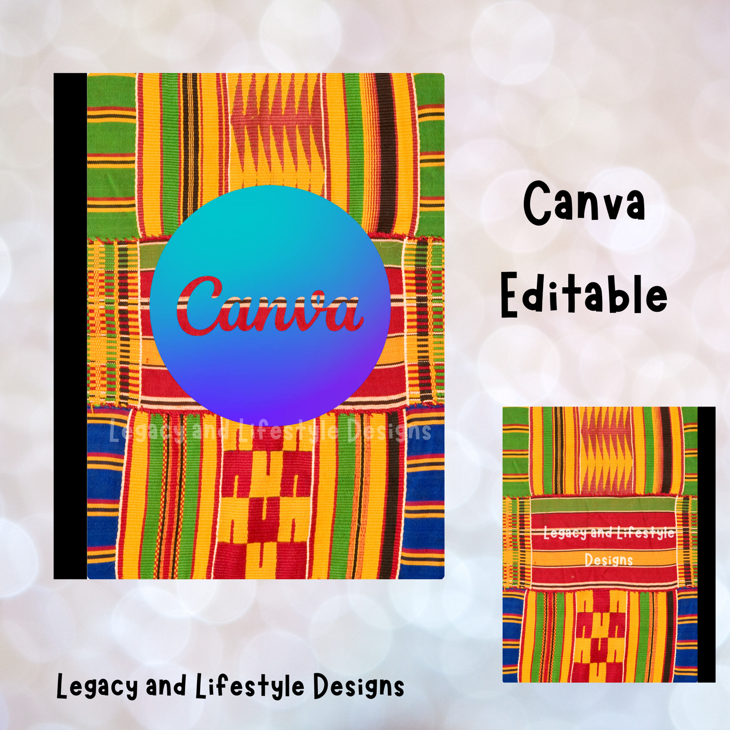 African Inspired Composition Book Covers | Editable Canva Templates (Digital Download)