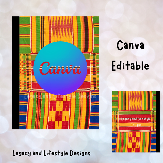 African Inspired Composition Book Covers | Editable Canva Templates (Digital Download)