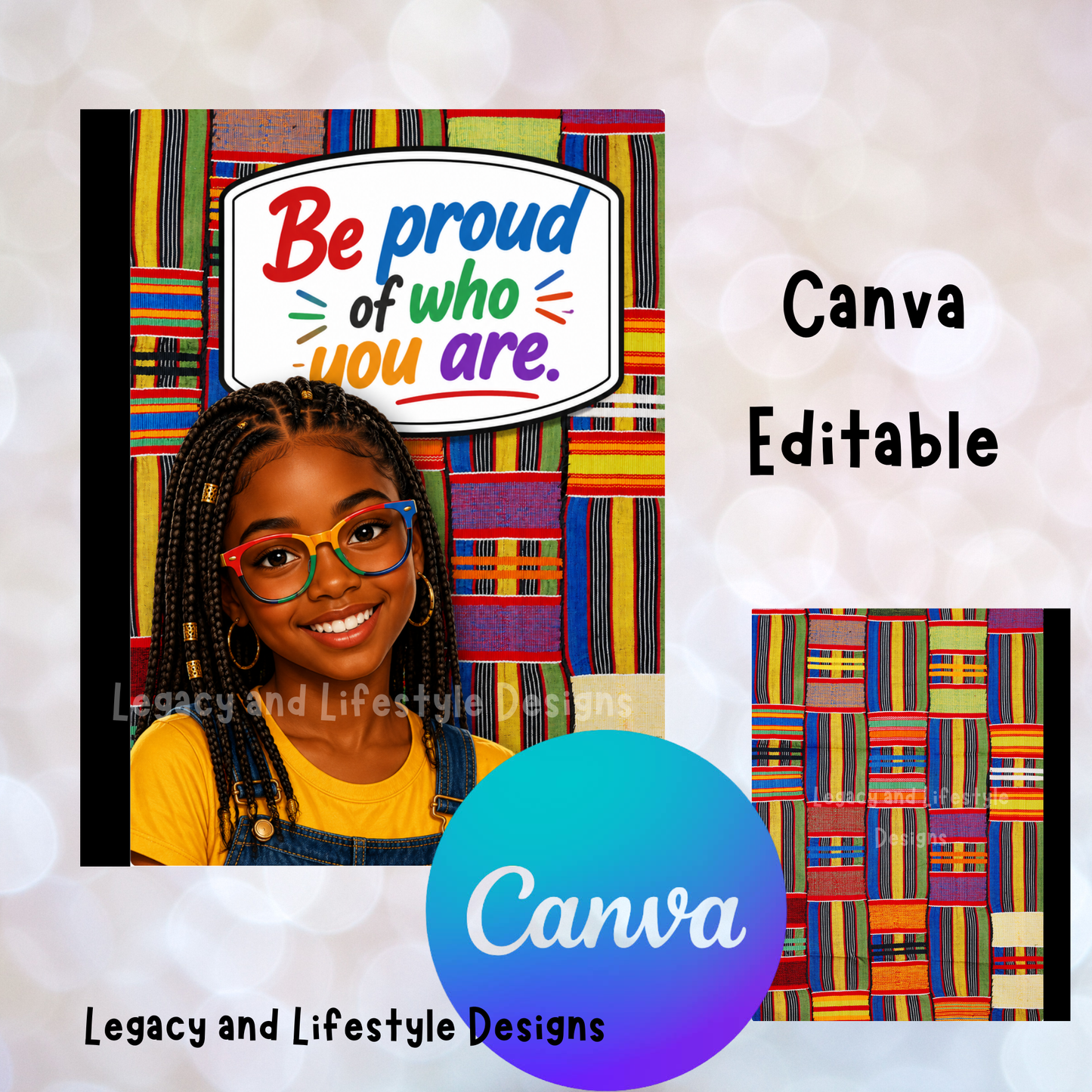 African Inspired Composition Book Covers | Editable Canva Templates (Digital Download)