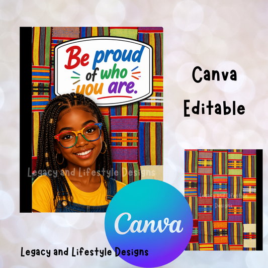 African Inspired Composition Book Covers | Editable Canva Templates (Digital Download)