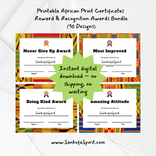 Printable African Print Certificates | Reward & Recognition Awards (10 Designs)