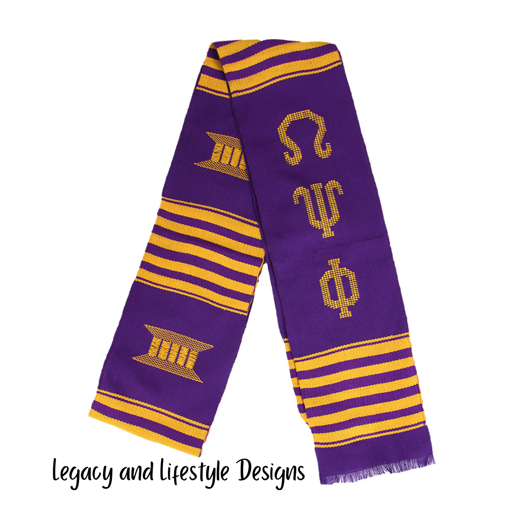 African Kente Greek Graduation Sashes (Handwoven in Ghana)