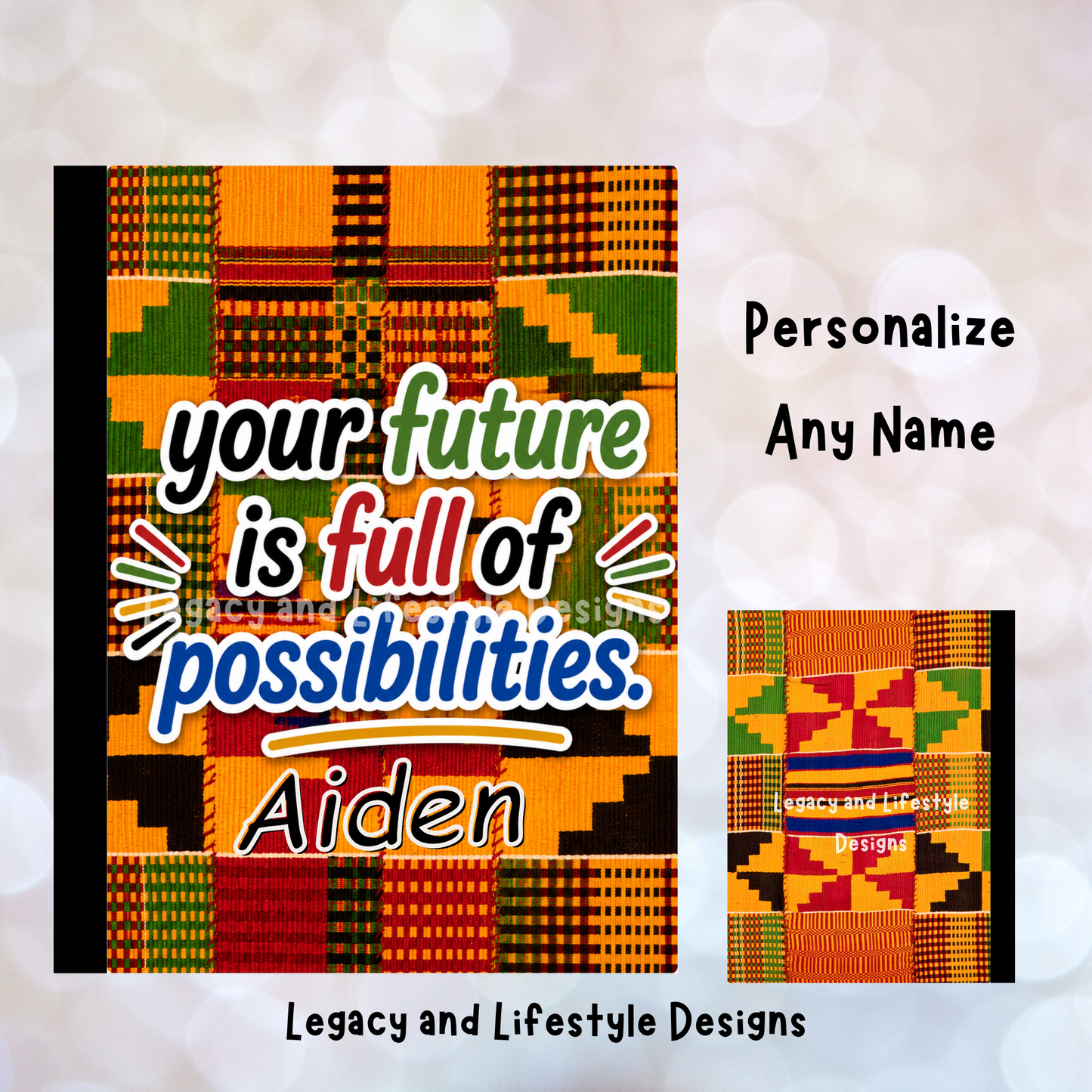 African Inspired Composition Book Covers | Editable Canva Templates (Digital Download)