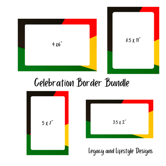 African Print Border Bundle, Party | Business | Travel Invitation, Announcement Template, Digital File