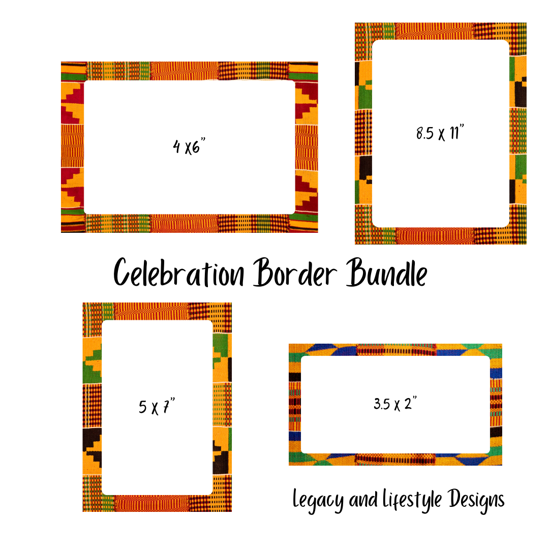 African Print Border Bundle, Party | Business | Travel Invitation, Announcement Template, Digital File