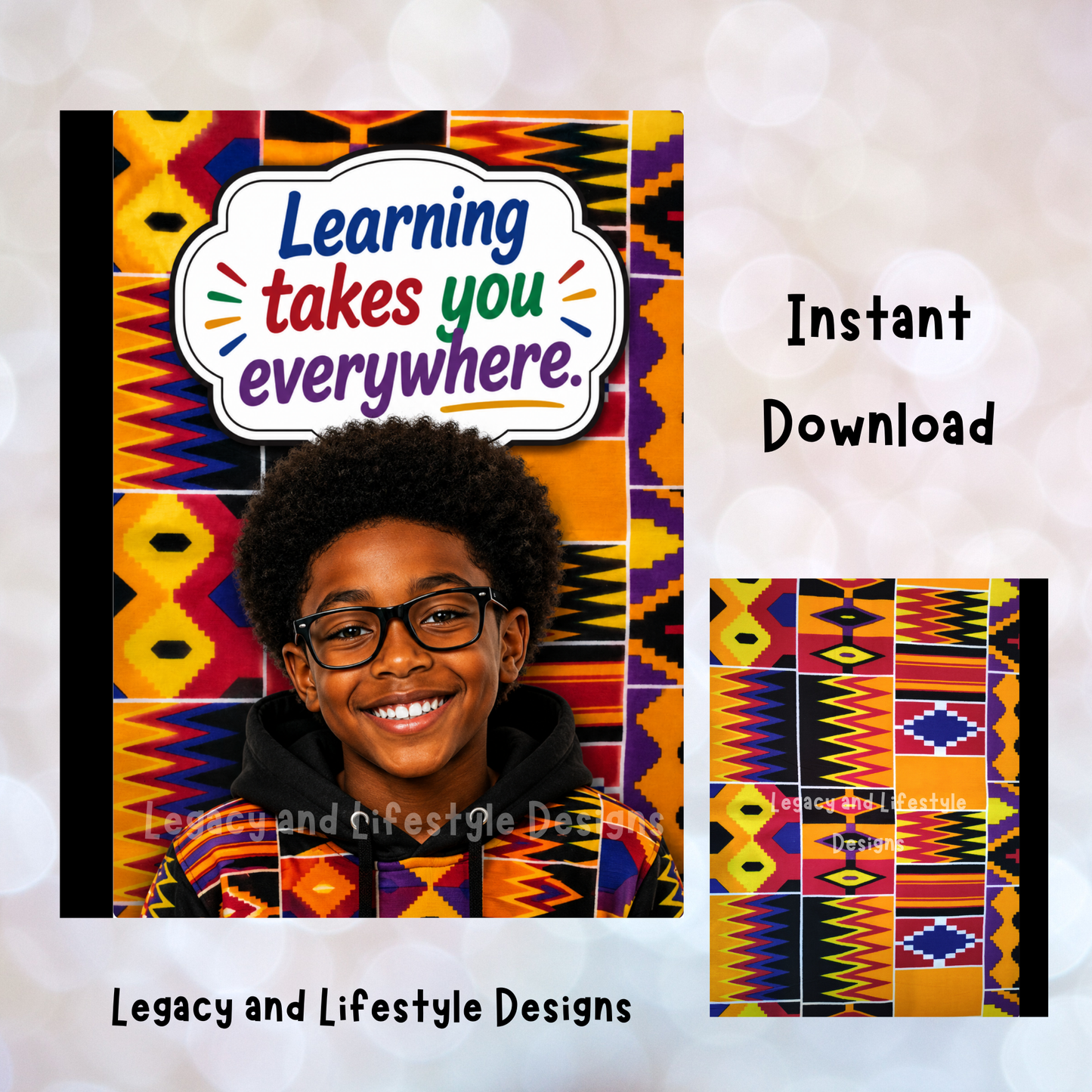 African Inspired Composition Book Covers | Editable Canva Templates (Digital Download)