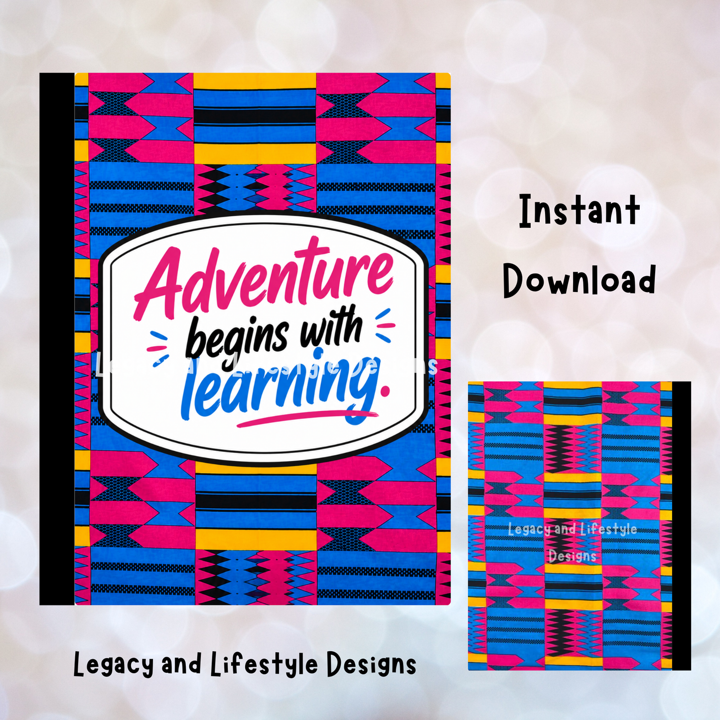 African Inspired Composition Book Covers | Editable Canva Templates (Digital Download)