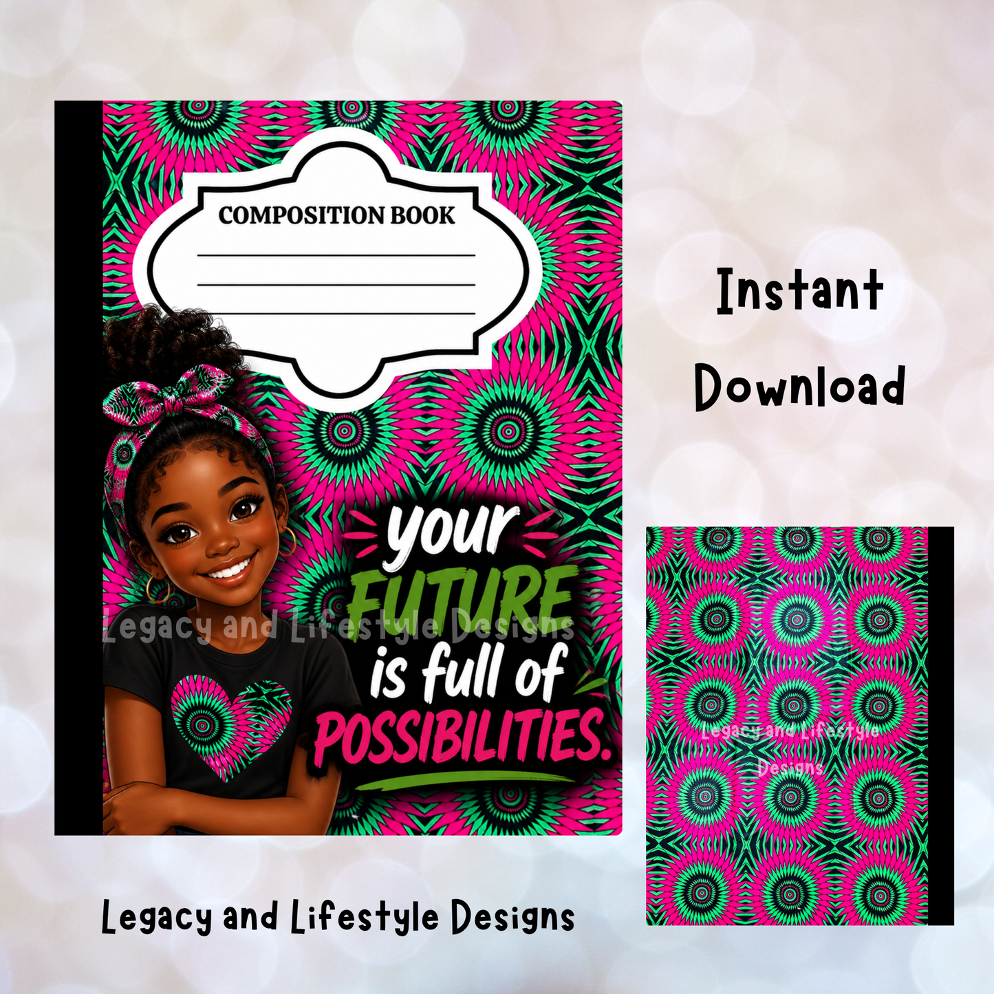 African Inspired Composition Book Covers | Editable Canva Templates (Digital Download)