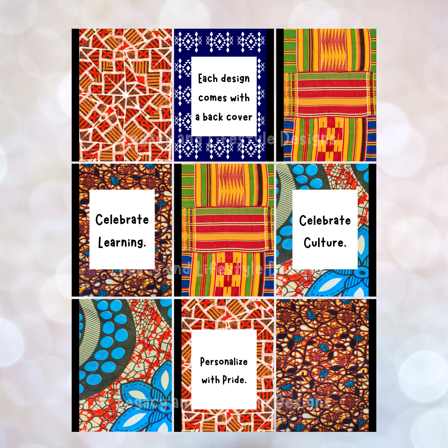 African Inspired Composition Book Covers | Editable Canva Templates (Digital Download)