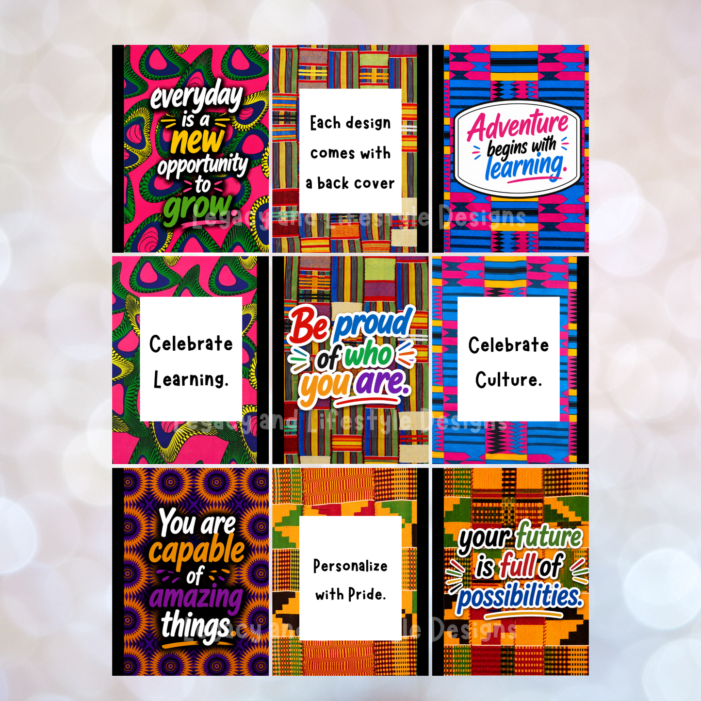 African Inspired Composition Book Covers | Editable Canva Templates (Digital Download)