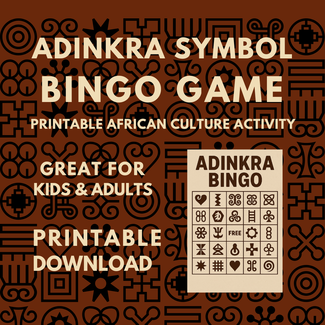 African Adinkra Symbols Bingo Game – Learn & Play! Digital Download