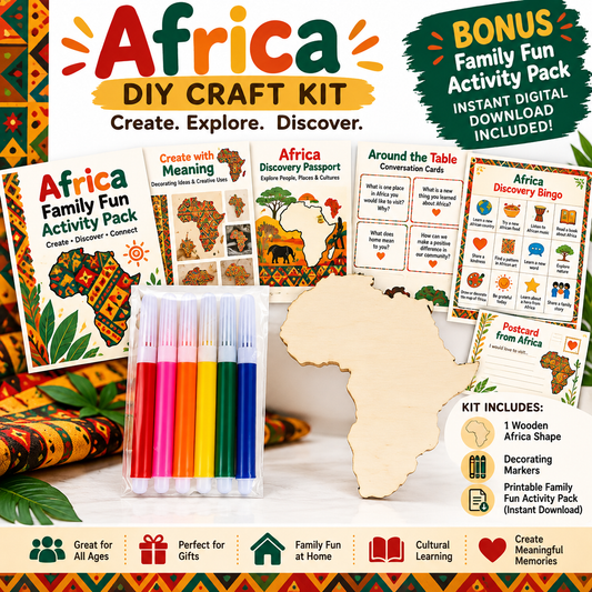 Africa DIY Craft Kit | African-Inspired Wooden Craft & Family Fun Activity Pack