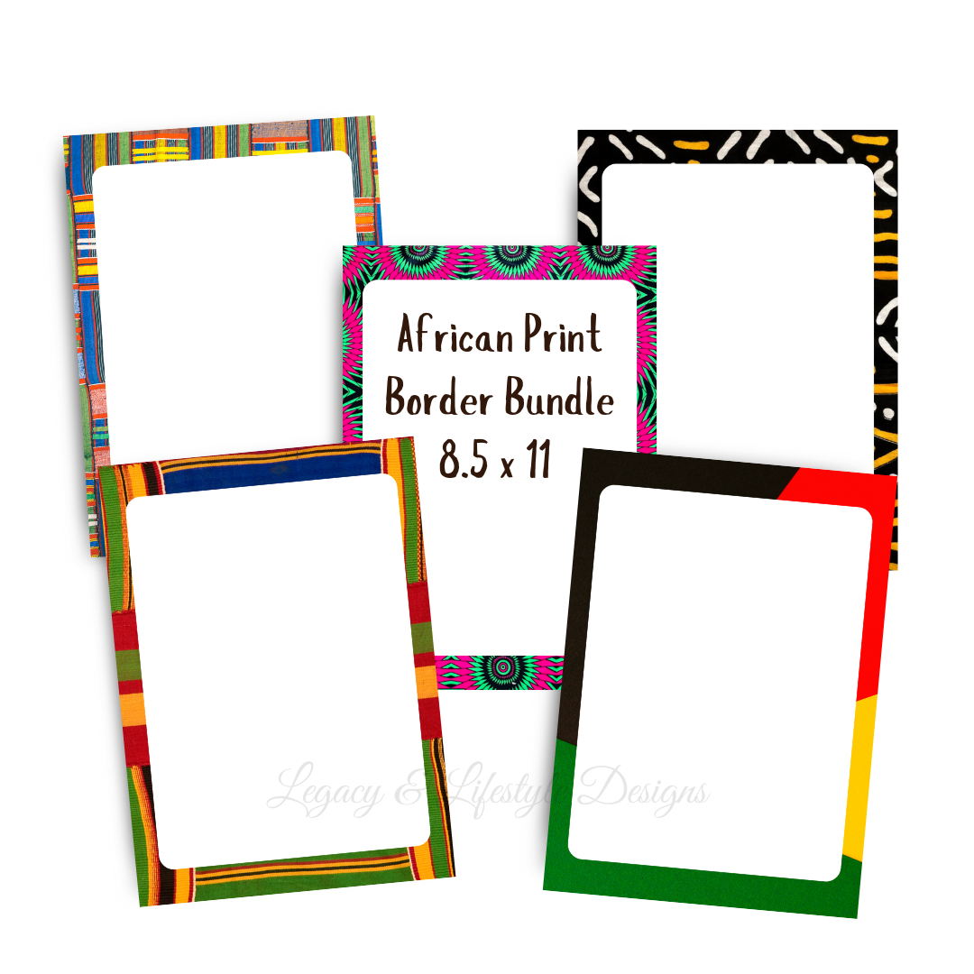 African Print Border Bundle, Template, Announcement Stationery, Digital File