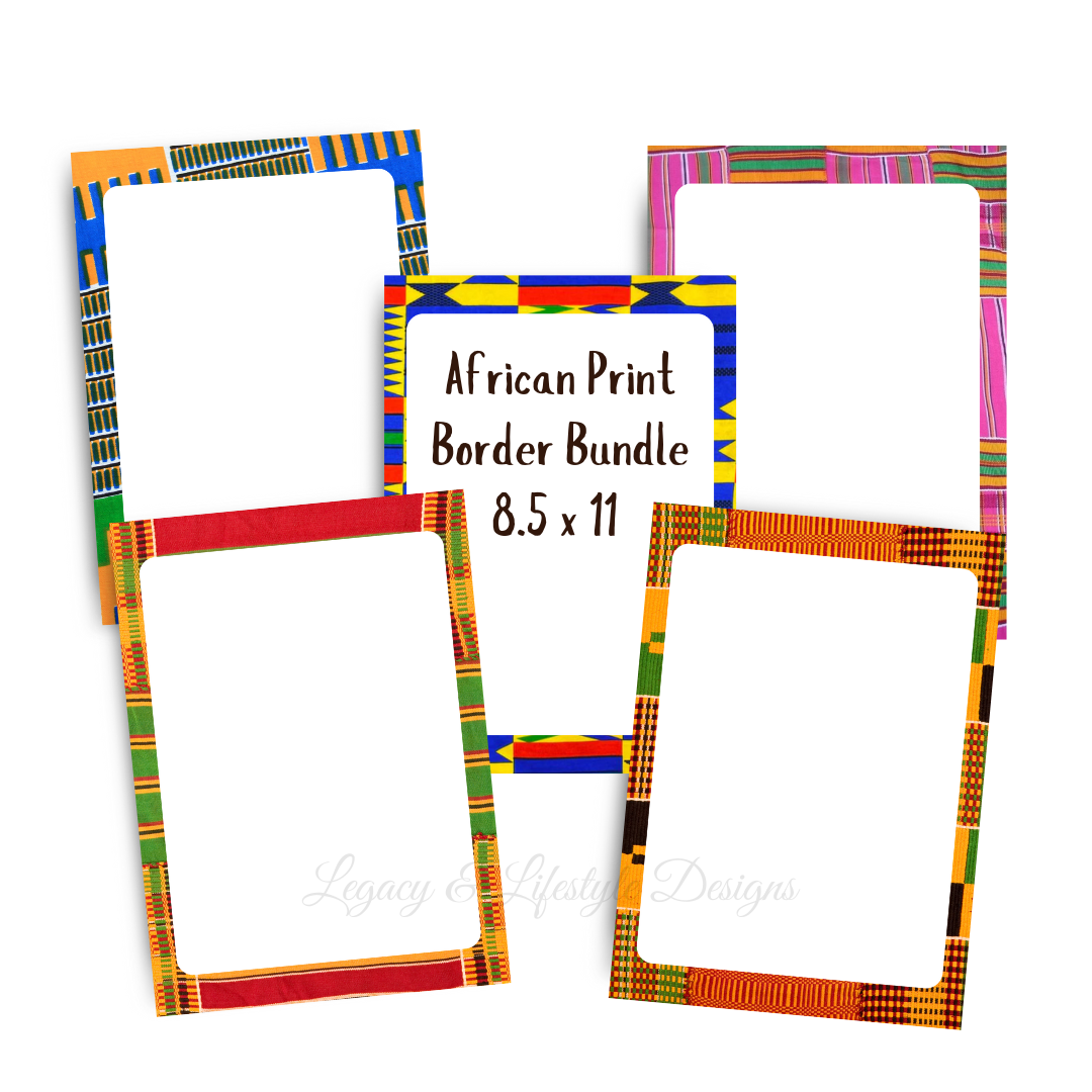 African Print Border Bundle, Template, Announcement Stationery, Digital File