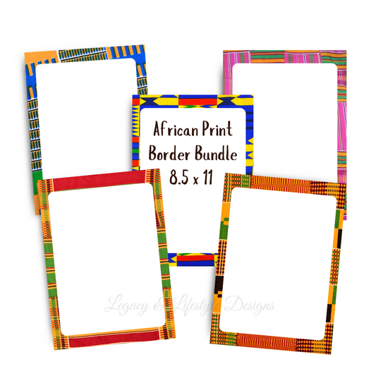 African Print Border Bundle, Template, Announcement Stationery, Digital File