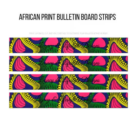 African Print Bulletin Board Strips, Classroom | Workspace, Digital File