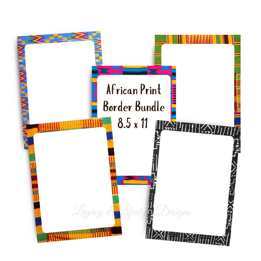 African Print Border Bundle, Template, Announcement Stationery, Digital File