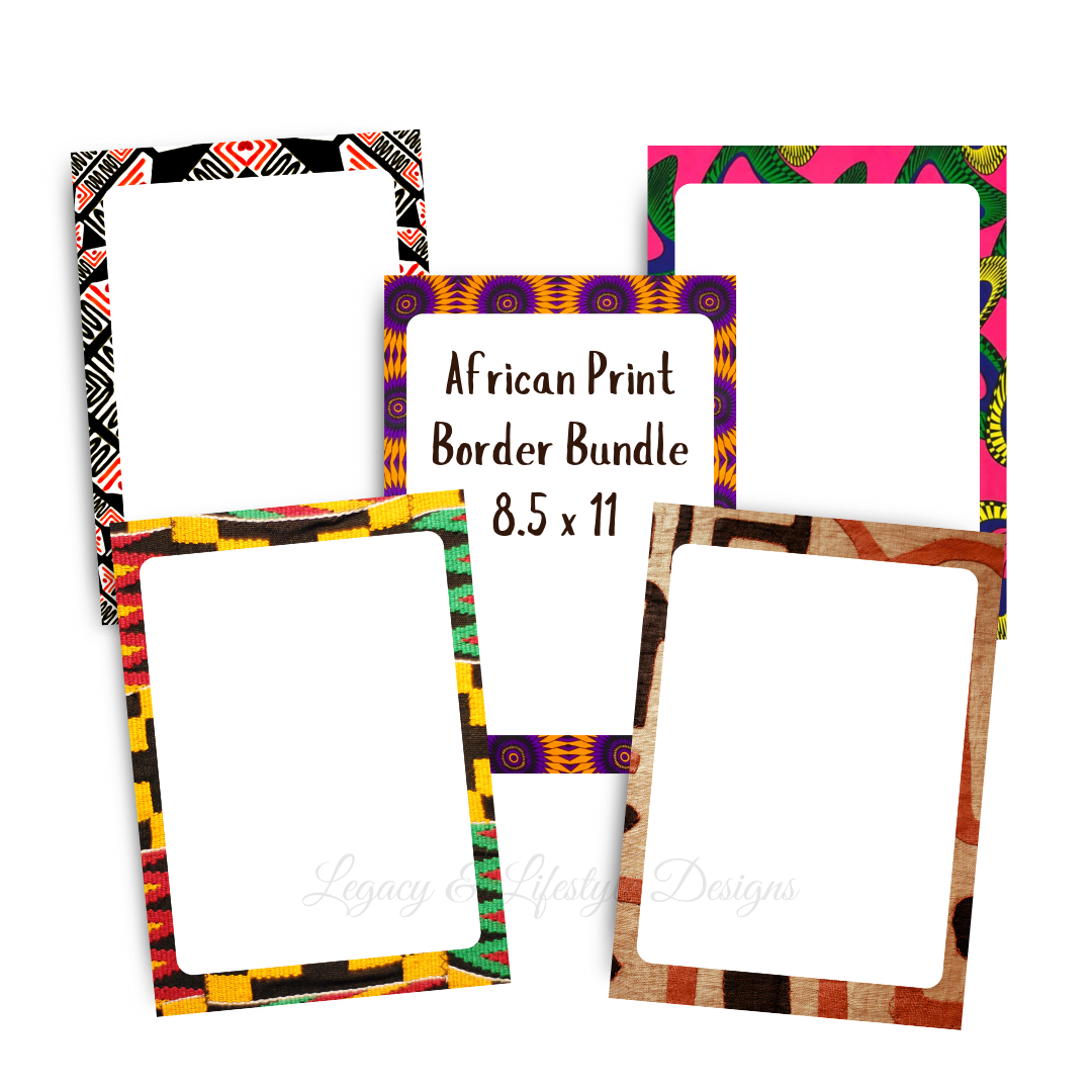 African Print Border Bundle, Template, Announcement Stationery, Digital File