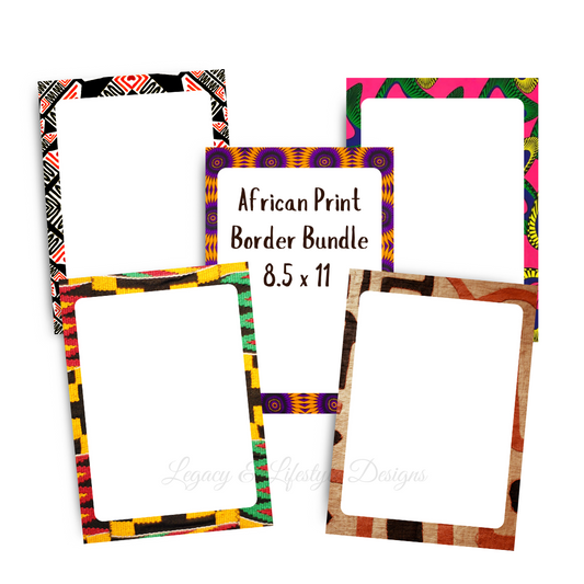 African Print Border Bundle, Template, Announcement Stationery, Digital File