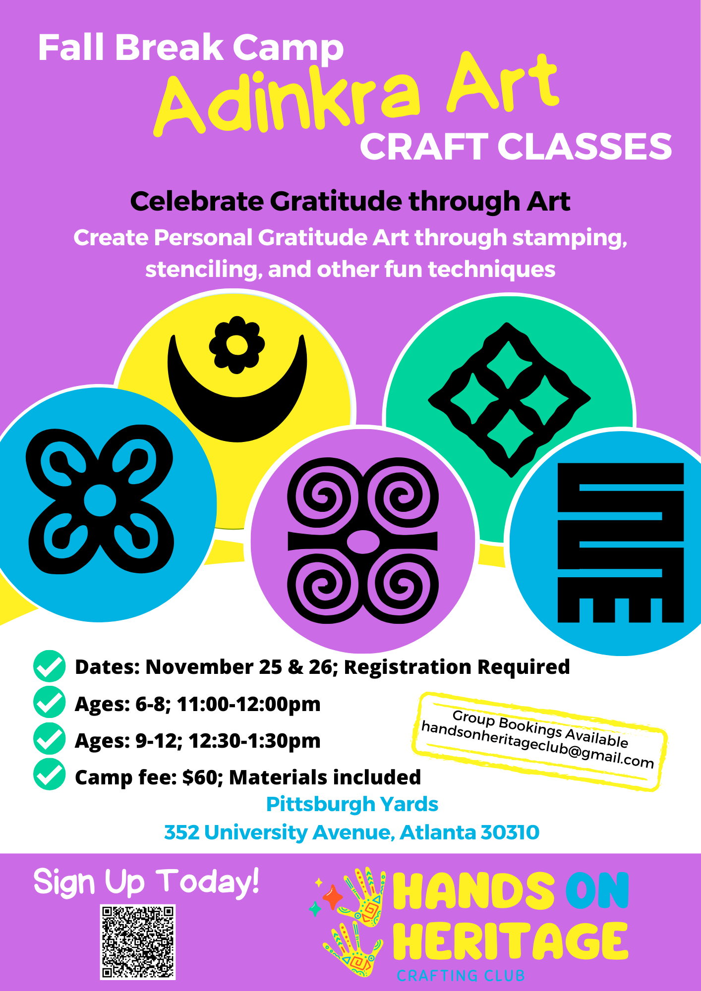 African Adinkra Art Classes - Fall Break Camp