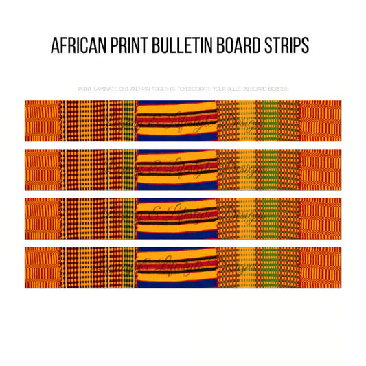 Kente Print Bulletin Board Strips, Classroom | Workspace, Digital File