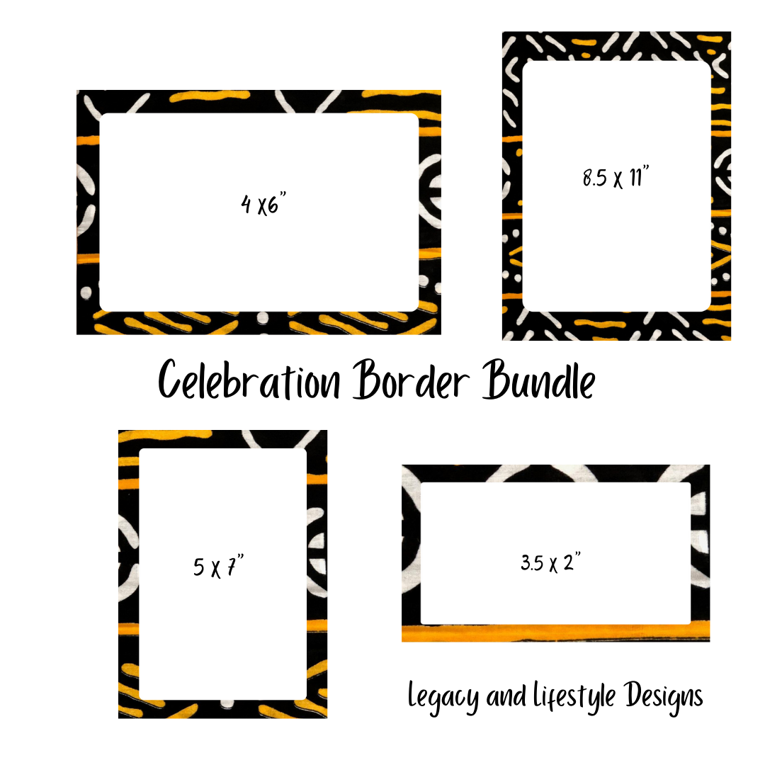 African Print Border Bundle, Party | Business | Travel Invitation, Announcement Template, Digital File