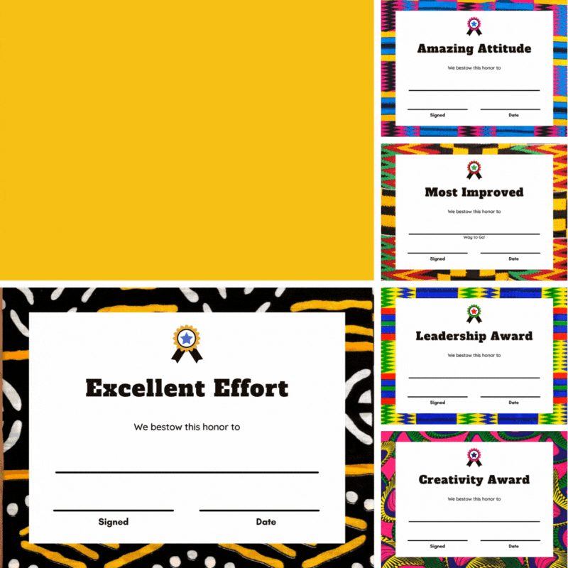 African Pattern Reward Certificate Bundle