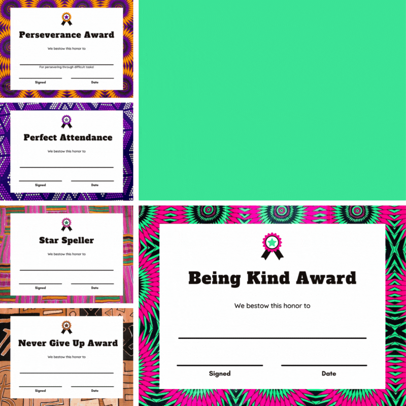 African Pattern Reward Certificate Bundle