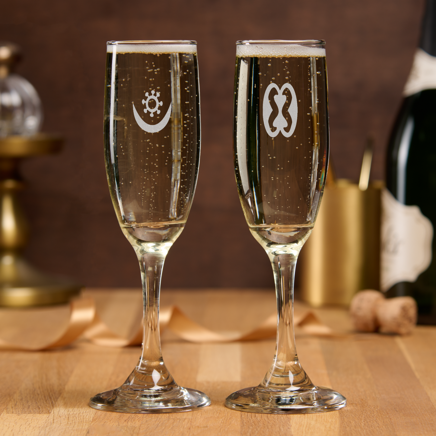 African Adinkra Champagne Flute