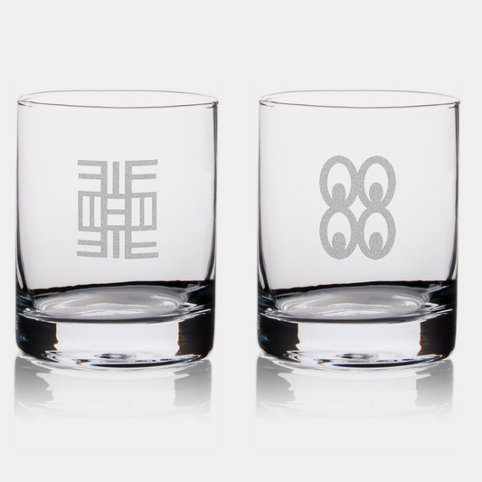 African Adinkra Whiskey Rocks Glass