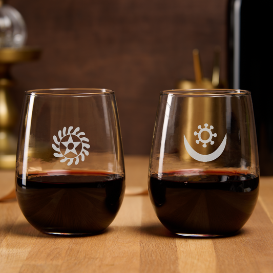 African Adinkra Stemless Wine Glasses