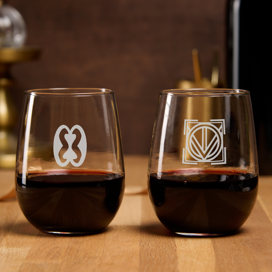 African Adinkra Stemless Wine Glasses