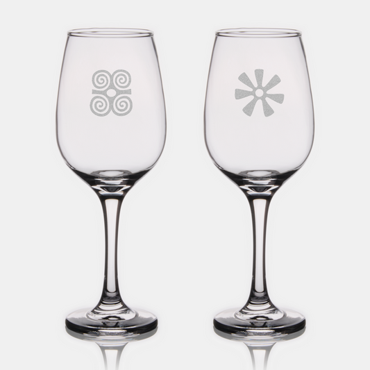 African Adinkra Wine Glasses