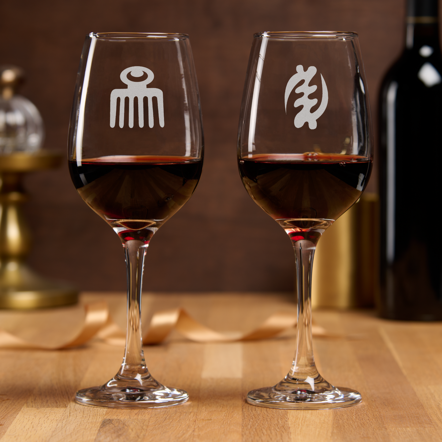 African Adinkra Wine Glasses