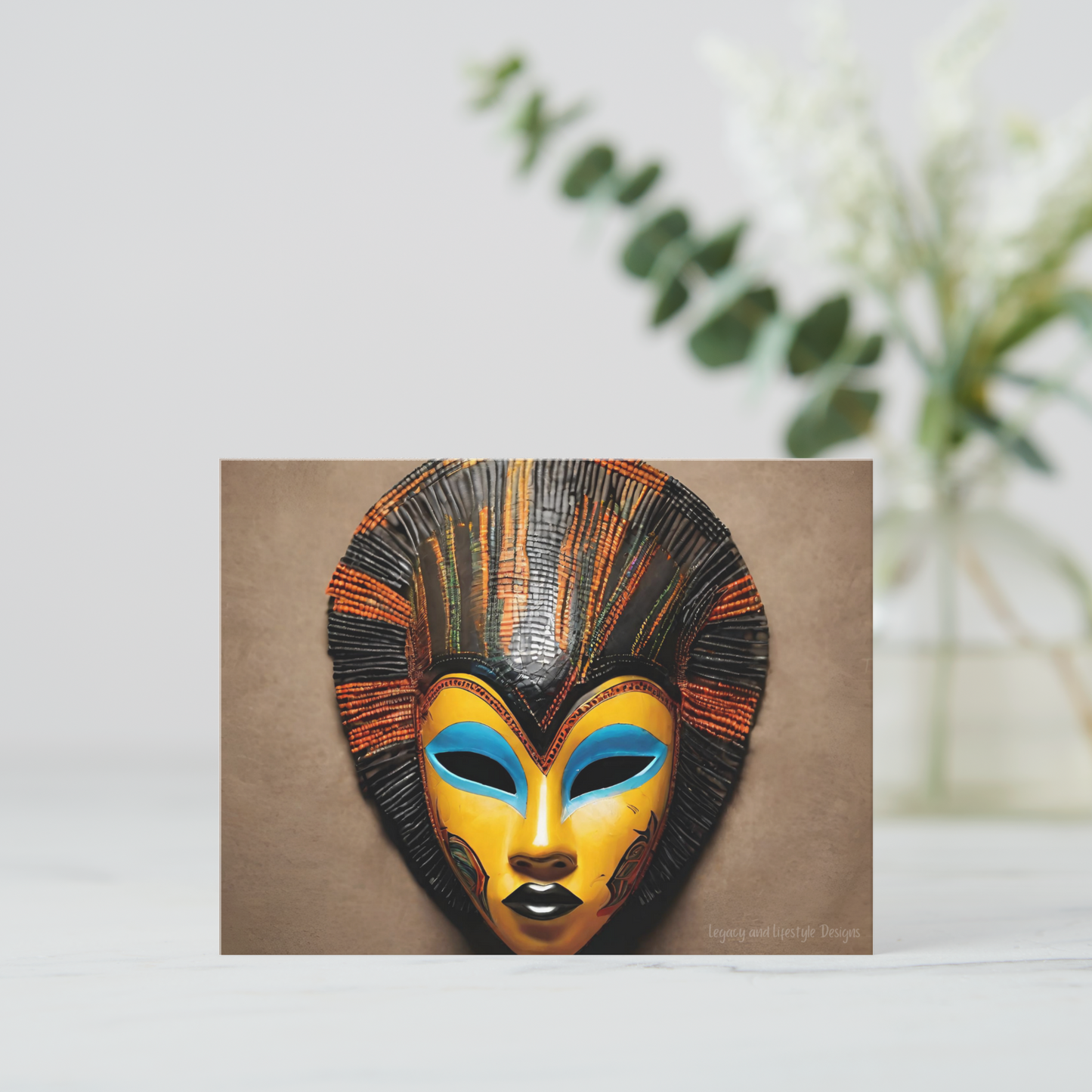 African Mask Postcard - 8ct