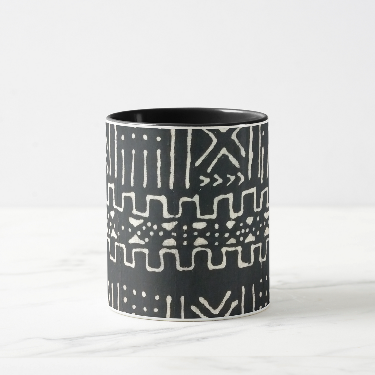 Black Mudcloth Print Two-Tone Coffee Mug