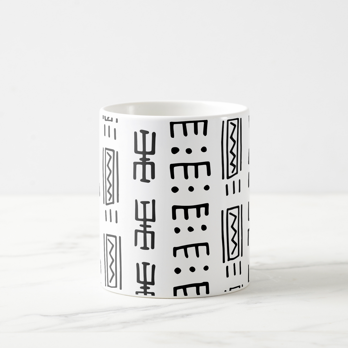White Mudcloth Print Classic Coffee Mug