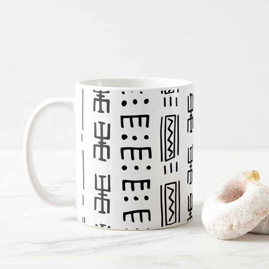 White Mudcloth Print Classic Coffee Mug