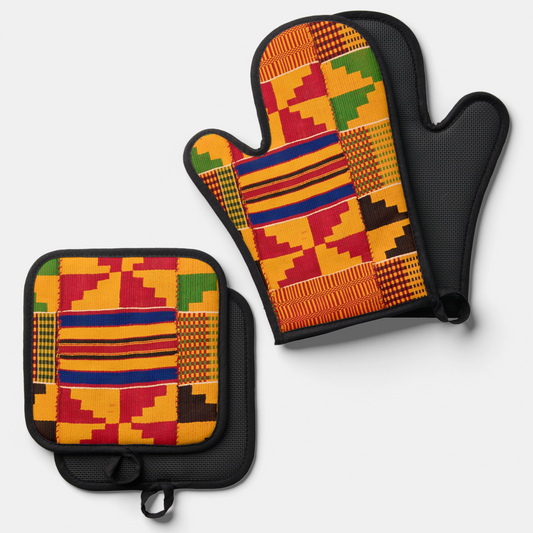 African Print Oven Mitt & Pot Holder Set