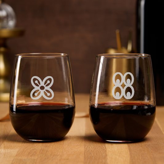 African Adinkra Stemless Wine Glasses