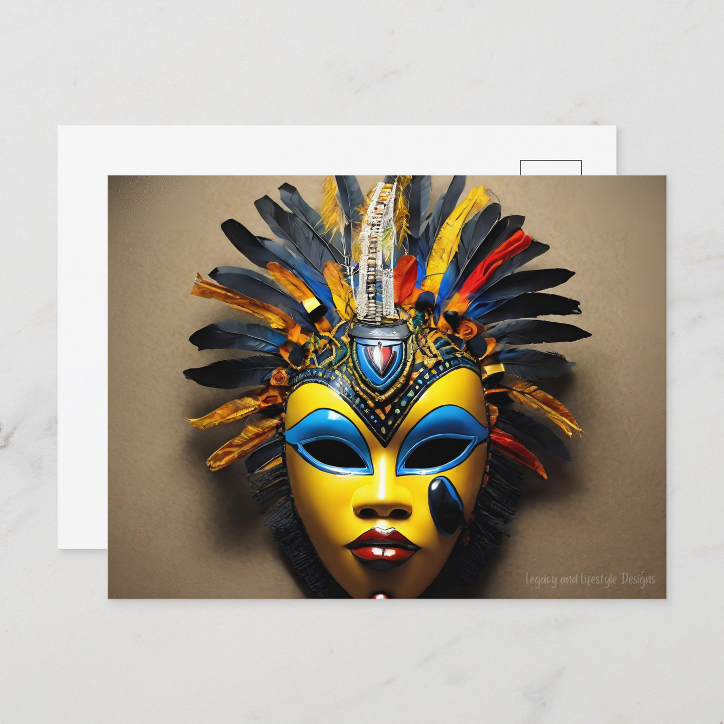 African Mask Postcard - 8ct