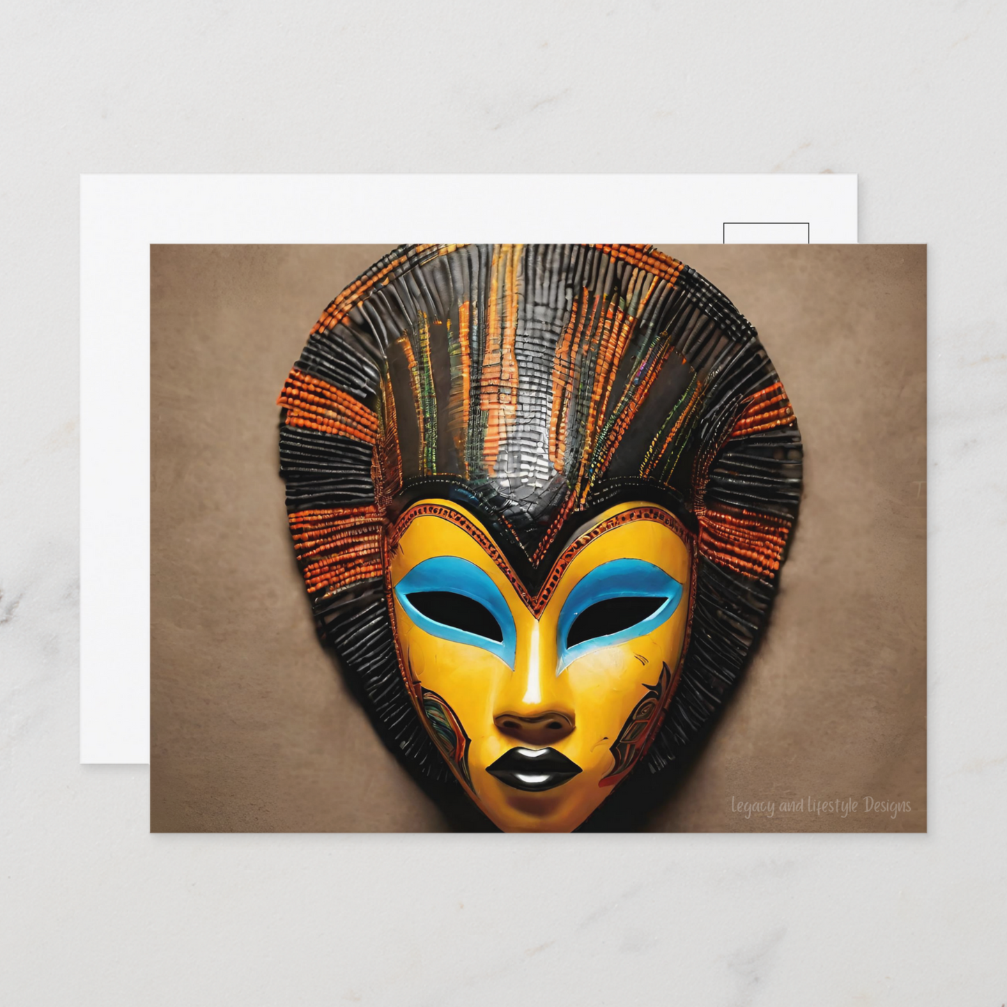 African Mask Postcard - 8ct