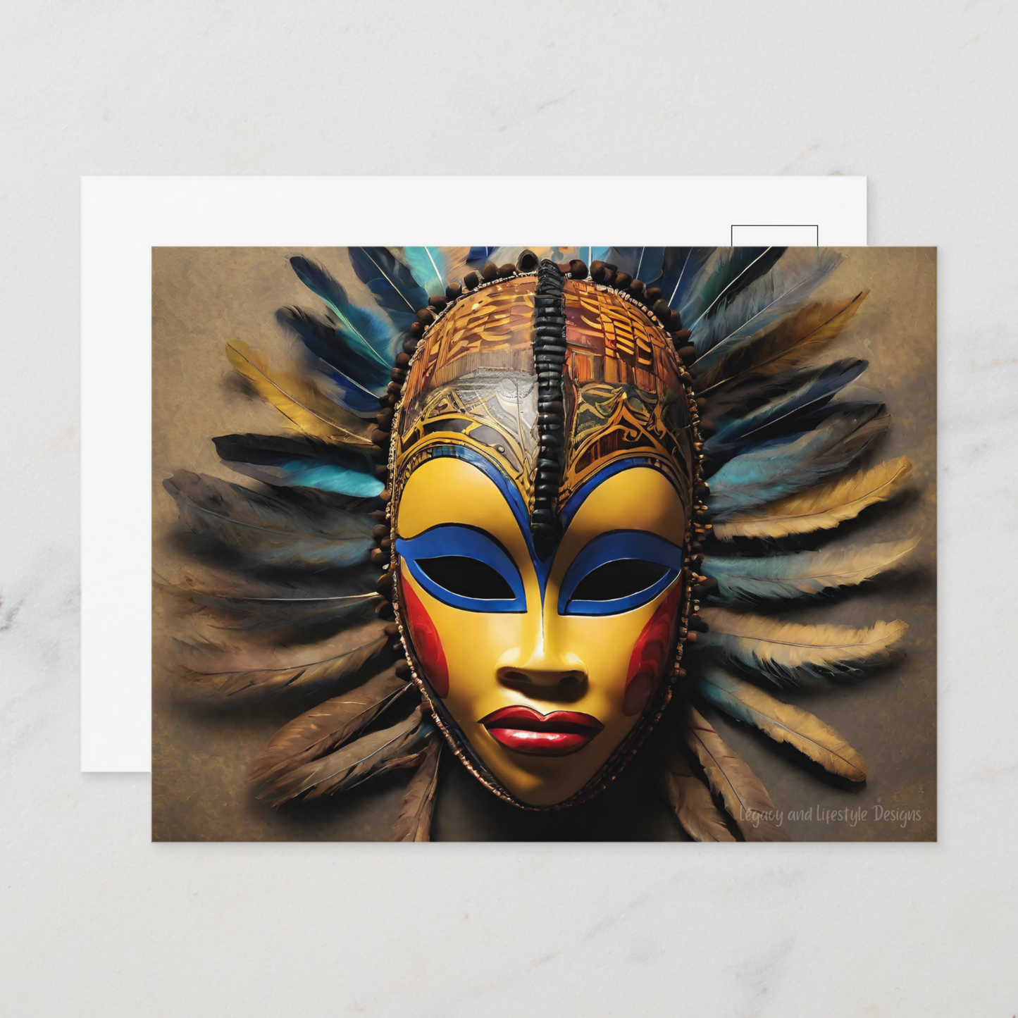 African Mask Postcard - 8ct