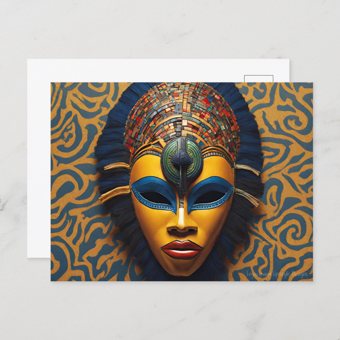 African Mask Postcard - 8ct