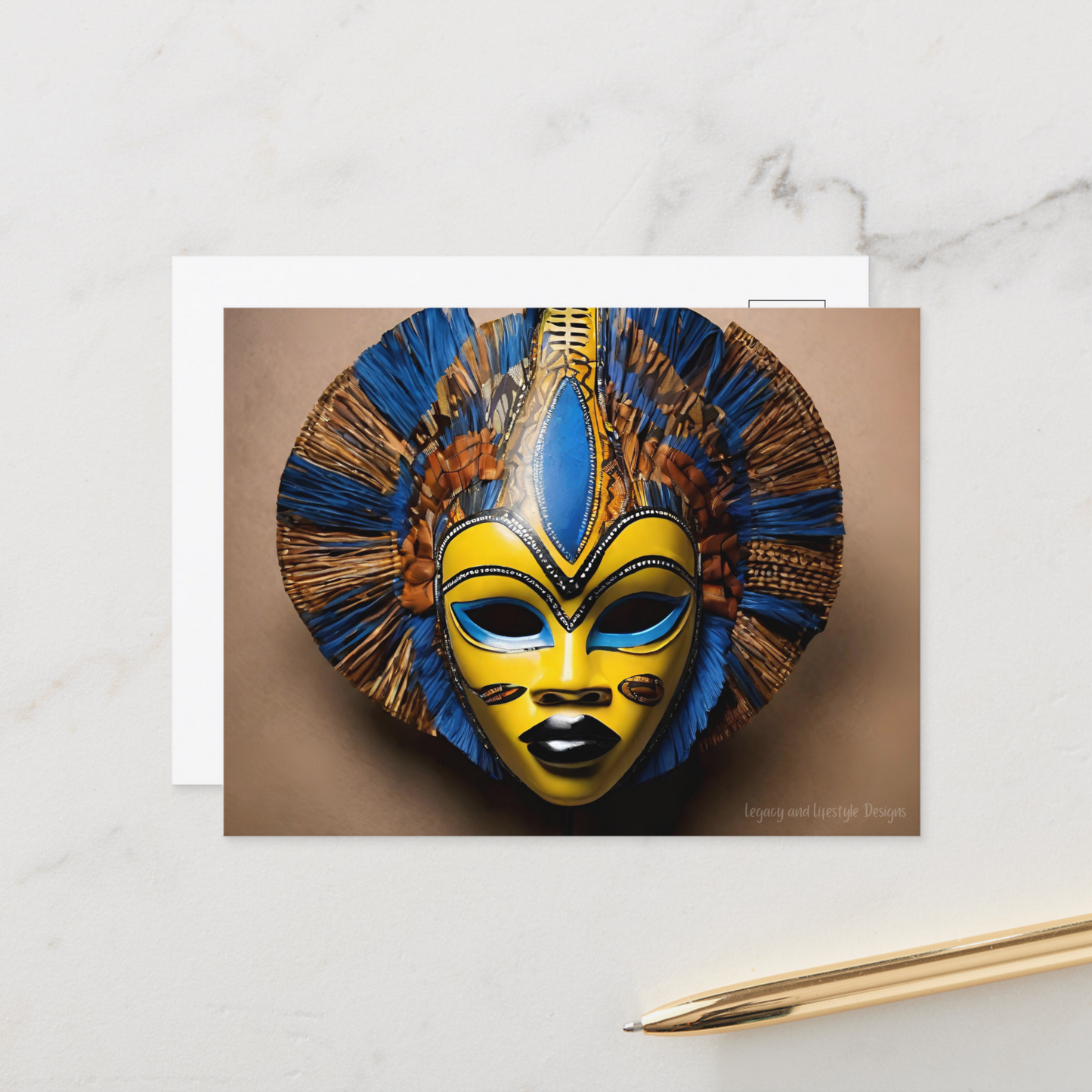 African Mask Postcard - 8ct